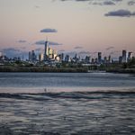 A photo of New York from the marshes around the Hackensack River in New Jersey